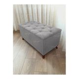 Aldagelsin Lüks Sandıklı Kapitoneli Ayakucu Puf Bench 110 Cm Ceviz Ayak Gri 110 X 42