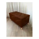 Aldagelsin Lüks Sandıklı Kapitoneli Ayakucu Puf Bench 110 Cm Gold Ayak Kahve 110 X 42
