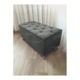 Aldagelsin Lüks Sandıklı Kapitoneli Ayakucu Puf Bench 110 Cm Gümüş Ayak Antrasit Gri 110 X 42