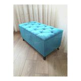 Aldagelsin Lüks Sandıklı Kapitoneli Ayakucu Puf Bench 110 Cm Siyah Ayak Turkuaz 110 X 42