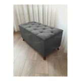 Aldagelsin Lüks Sandıklı Kapitoneli Ayakucu Puf Bench 120 Cm Ceviz Ayak Antrasit Gri 120 X 45