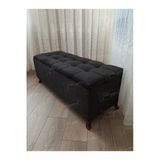 Aldagelsin Lüks Sandıklı Kapitoneli Ayakucu Puf Bench 120 Cm Ceviz Ayak Siyah 120 X 45