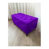 Aldagelsin Lüks Sandıklı Kapitoneli Ayakucu Puf Bench 120 Cm Siyah Ayak Eflatun 120 X 45