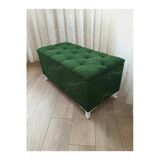 Aldagelsin Lüks Sandıklı Kapitoneli Ayakucu Puf Bench 90 Cm Beyaz Ayak Yeşil 90 X 45