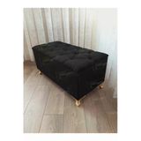 Aldagelsin Lüks Sandıklı Kapitoneli Ayakucu Puf Bench 90 Cm Gold Ayak Siyah 90 X 45