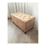 Aldagelsin Lüks Sandıklı Kapitoneli Ayakucu Puf Bench 90 Cm Siyah Ayak Vizon 90 X 45