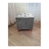 Aldagelsin Lüks Sandıklı Tabure Puf 45 X 45 Cm Ceviz Ayak Gri 45 X 45