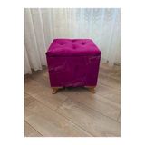 Aldagelsin Lüks Sandıklı Tabure Puf 45 X 45 Cm Ceviz Ayak Mor 45 X 45
