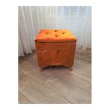 Aldagelsin Lüks Sandıklı Tabure Puf 45 X 45 Cm Ceviz Ayak Turuncu 45 X 45