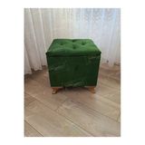 Aldagelsin Lüks Sandıklı Tabure Puf 45 X 45 Cm Ceviz Ayak Yeşil 45 X 45