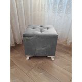 AldaGelsin Lüks Sandıklı Tabure Puf 45 x 45 cm - Gri - 45*45
