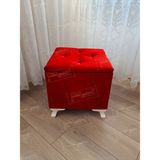 AldaGelsin Lüks Sandıklı Tabure Puf 45 x 45 cm - Kırmızı