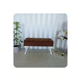 Aldagelsin Lüks Yarım Sandıklı Kapitoneli Dekoratif Puf Kahve 90 X 45