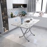 AldaGelsin Mermer Desenli Katlanabilir Mutfak Masa (60*90) - Beyaz - 60 x 90 cm