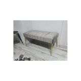 Aldagelsin Modern Çizgi Model Puf Ayakucu Bench Gold Metal Ayak 110 Cm Gri2