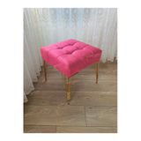 Aldagelsin Modern Dilim Puf Ayakucu Puf Gold Metal Ayak (45*45) Pembe 45 X 45