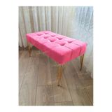 Aldagelsin Modern Dilim Puf Ayakucu Puf Gold Metal Ayak (90*45) Pembe 90 X 43