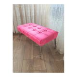 Aldagelsin Modern Dilim Puf Ayakucu Puf Gümüş Metal Ayak (100*45) Pembe 100 X 40