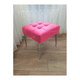 Aldagelsin Modern Dilim Puf Ayakucu Puf Gümüş Metal Ayak (45*45) Pembe 45 X 45