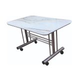 aldagelsin Tekerlekli Şık Orta Sehpa Beyaz Mermer 60 x 100