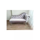 Aldagelsin Ters Kol Dekoratif Bihter Koltuk Josefin Puf 110 Cm Gümüş Ayak Gri 110 X 49
