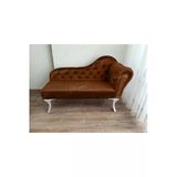 Aldagelsin Ters Kol Dekoratif Bihter Koltuk Josefin Puf 120 Cm Beyaz Ayak Kahve 120 X 50