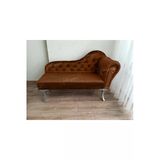 Aldagelsin Ters Kol Dekoratif Bihter Koltuk Josefin Puf 120 Cm Gümüş Ayak Kahve 45 X 120