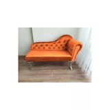 Aldagelsin Ters Kol Dekoratif Bihter Koltuk Josefin Puf 120 Cm Gümüş Ayak Turuncu 45 X 120