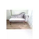 Aldagelsin Ters Kol Dekoratif Bihter Koltuk Josefin Puf 130 Cm Ceviz Ayak Gri 50 X 130