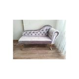 Aldagelsin Ters Kol Dekoratif Bihter Koltuk Josefin Puf 130 Cm Gold Ayak Gri 45 X 130