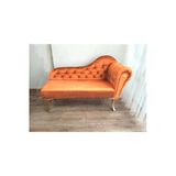 Aldagelsin Ters Kol Dekoratif Bihter Koltuk Josefin Puf 130 Cm Gold Ayak Turuncu 45 X 130