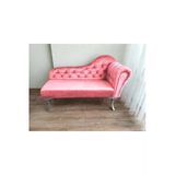 Aldagelsin Ters Kol Dekoratif Bihter Koltuk Josefin Puf 130 Cm Gümüş Ayak Pembe 131 X 41