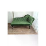 Aldagelsin Ters Kol Dekoratif Bihter Koltuk Josefin Puf 130 Cm Siyah Ayak Yeşil 50 X 130