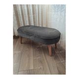 Aldagelsin Ultra Lüks Oval Parrot Puf Ahşap Ayak Antrasit Gri 90 X 40