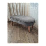 Aldagelsin Ultra Lüks Oval Parrot Puf Ahşap Ayak Gri 90 X 40