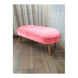 Aldagelsin Ultra Lüks Oval Parrot Puf Ahşap Ayak Pembe 90 X 40