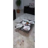 Aldagelsin Yeni Model Dikdörtgen Yer Sofrası (70*120) Bulut Siyah Mermer