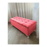 Aldagelsin Yeni Model Lüks Çizgi Kapitoneli Sandıklı Puf Bench 100 Cm Pembe 120 X 45