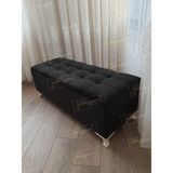 AldaGelsin Yeni Model Lüks Çizgi Kapitoneli Sandıklı Puf Bench (100*45) - Siyah