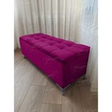 AldaGelsin Yeni Model Lüks Çizgi Kapitoneli Sandıklı Puf Bench (110*45) Gümüş Ayak - Mor