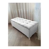 Aldagelsin Yeni Model Lüks Çizgi Kapitoneli Sandıklı Puf Bench 120 Cm Beyaz 120 X 45