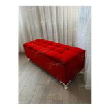 Aldagelsin Yeni Model Lüks Çizgi Kapitoneli Sandıklı Puf Bench 120 Cm Kırmızı 120 X 45