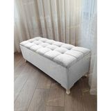 AldaGelsin Yeni Model Lüks Çizgi Kapitoneli Sandıklı Puf Bench (120*45) - Beyaz