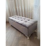AldaGelsin Yeni Model Lüks Çizgi Kapitoneli Sandıklı Puf Bench (120*45) - Gri
