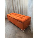 AldaGelsin Yeni Model Lüks Çizgi Kapitoneli Sandıklı Puf Bench (120*45) - Turuncu