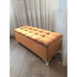 AldaGelsin Yeni Model Lüks Çizgi Kapitoneli Sandıklı Puf Bench (120*45) - Vizon