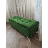 AldaGelsin Yeni Model Lüks Çizgi Kapitoneli Sandıklı Puf Bench (120*45) - Yeşil