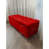 AldaGelsin Yeni Model Lüks Çizgi Kapitoneli Sandıklı Puf Bench (60*45) Gümüşayak - Kırmızı