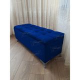 AldaGelsin Yeni Model Lüks Çizgi Kapitoneli Sandıklı Puf Bench (70*45) Gümüş Ayak - Lacivert