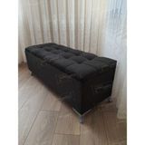 AldaGelsin Yeni Model Lüks Çizgi Kapitoneli Sandıklı Puf Bench (80*45) Gümüş Ayak - Siyah